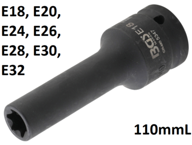 Impact Socket E-Type, deep (3/4) Drive E18-E32